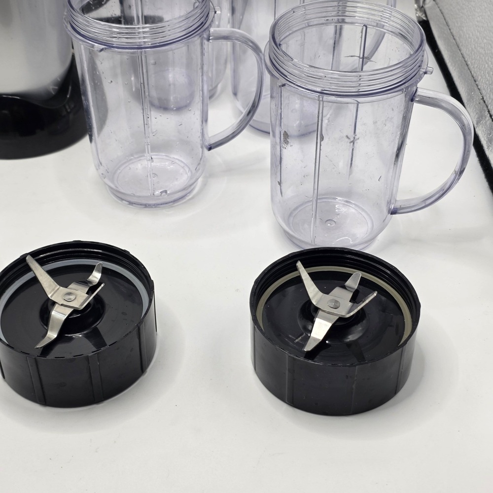 Magic Bullet Personal Blender Silver Black 13 Piece Set Mugs Blades Replacements - Picture 4 of 7